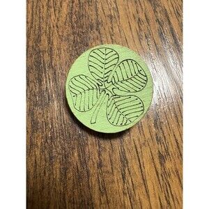 Neogranny 4 Leaf Clover Shamrock Good Luck Pin Carved Etched Wood New